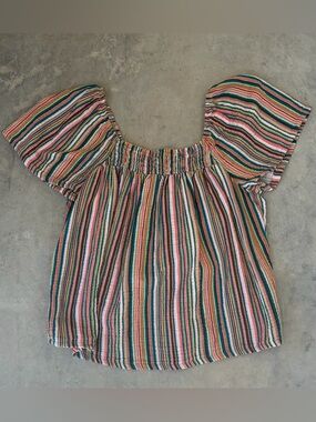 Joyspun - Striped On/Off-Shoulder Multi-Color Blouse - Size Small 4-6